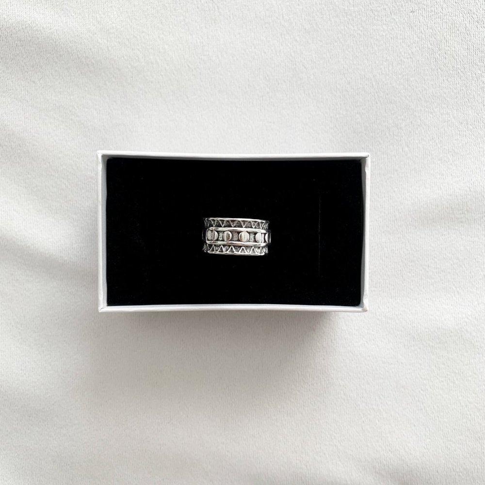 Free People Silver Textured Moon Phase Ring